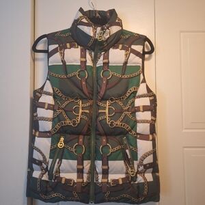 Michael Kors Excellent Original Owner Small Equestrian Green Gold Puffer Vest